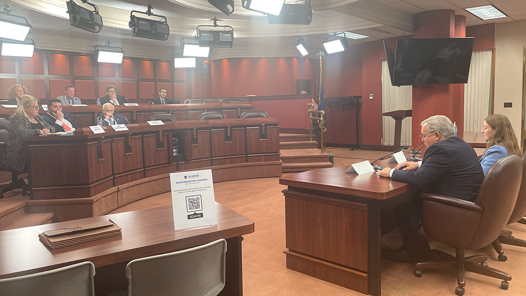 Glenn Yoder provides testimony at a PA Senate Hearing